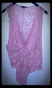 Pink lace bodysuit